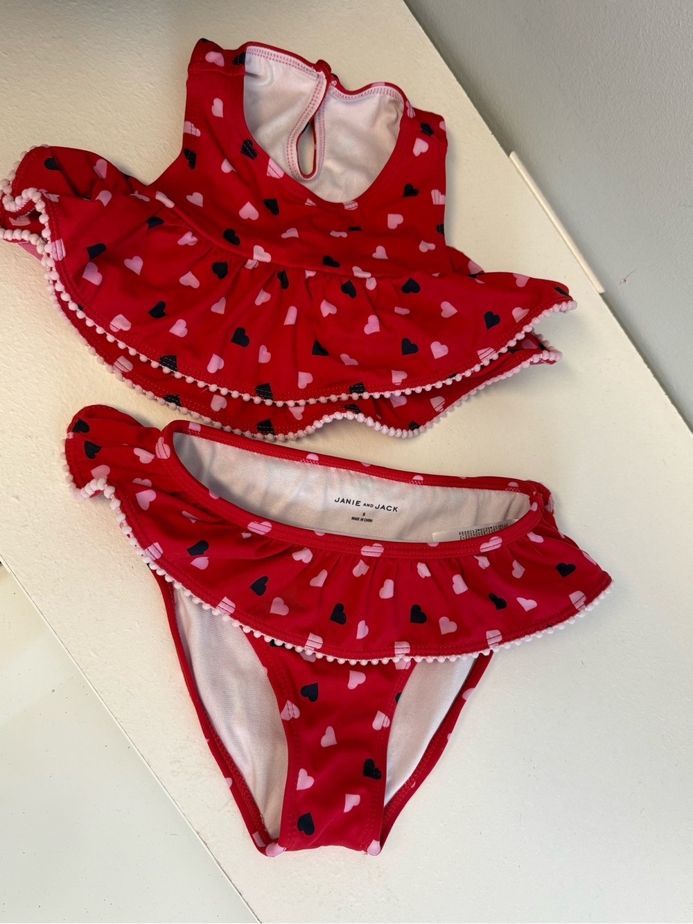 Jack And Janie 2 Piece Bathing Suit Bikini Size 5 Hearts Ruffles